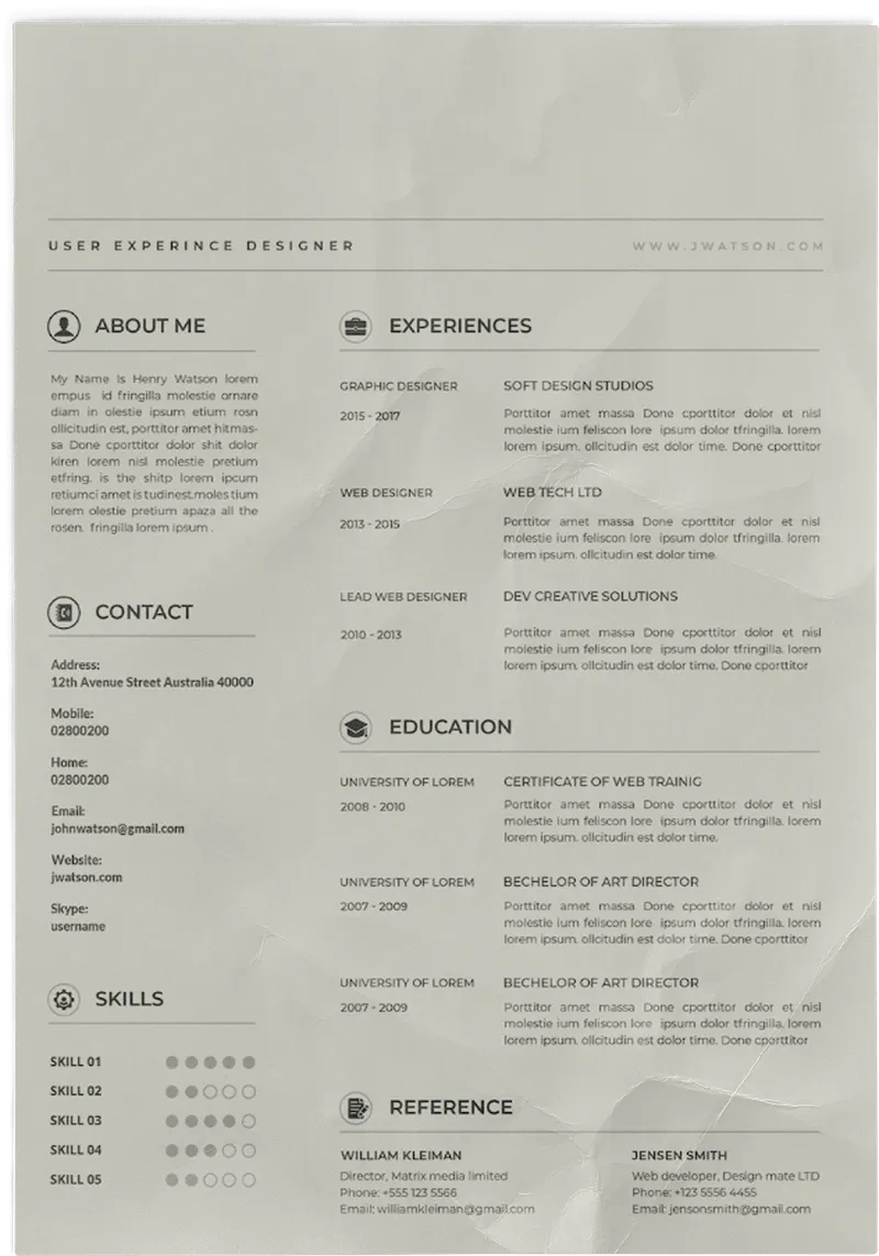 A black and white photo of a resume.